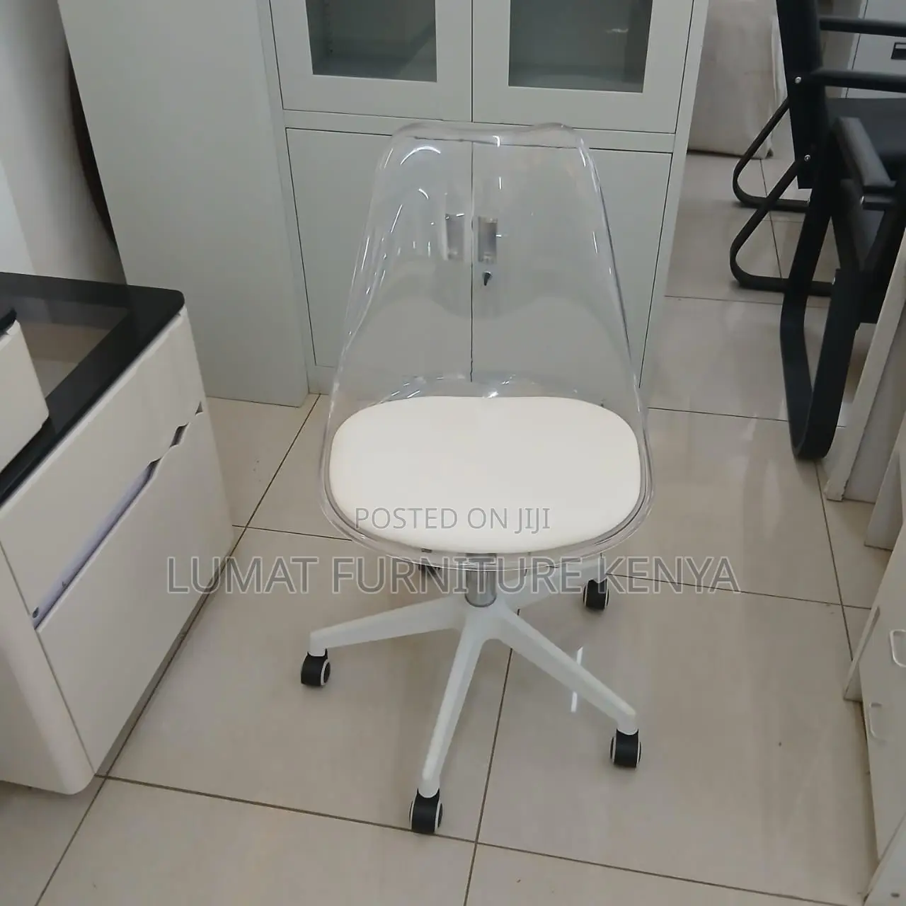 White Transparent Swivel Chair