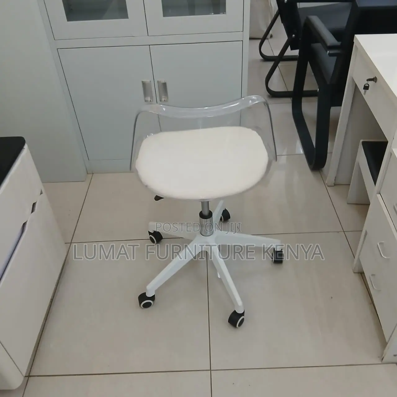 White Transparent Swivel Chair