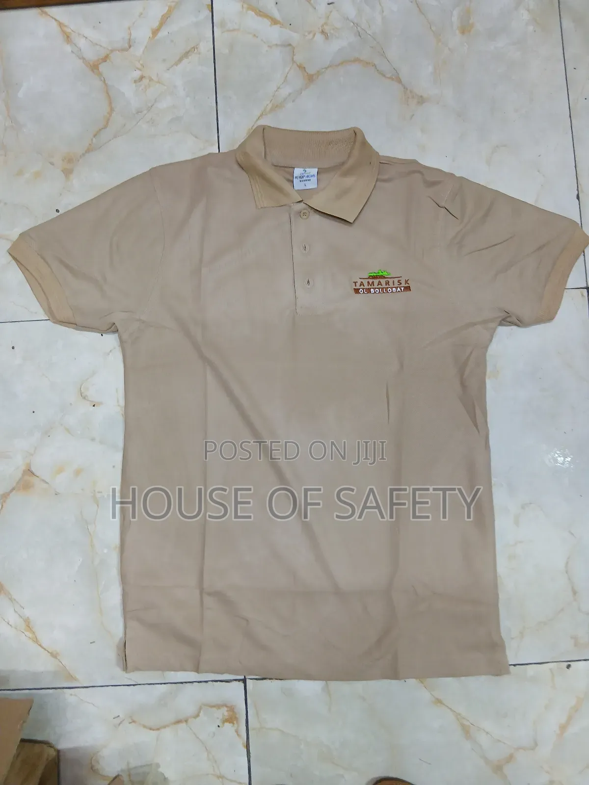 Unisex Beige Polo Pure Cotton Branded Logo