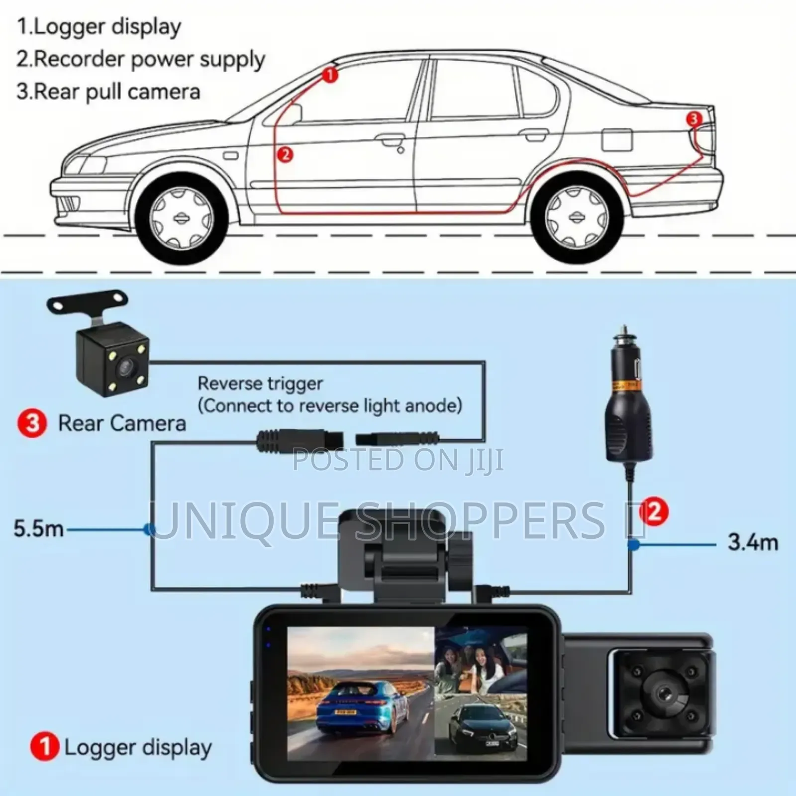 P83 4g (Uses Simcard) Dash Camera(With 2 Cameras)