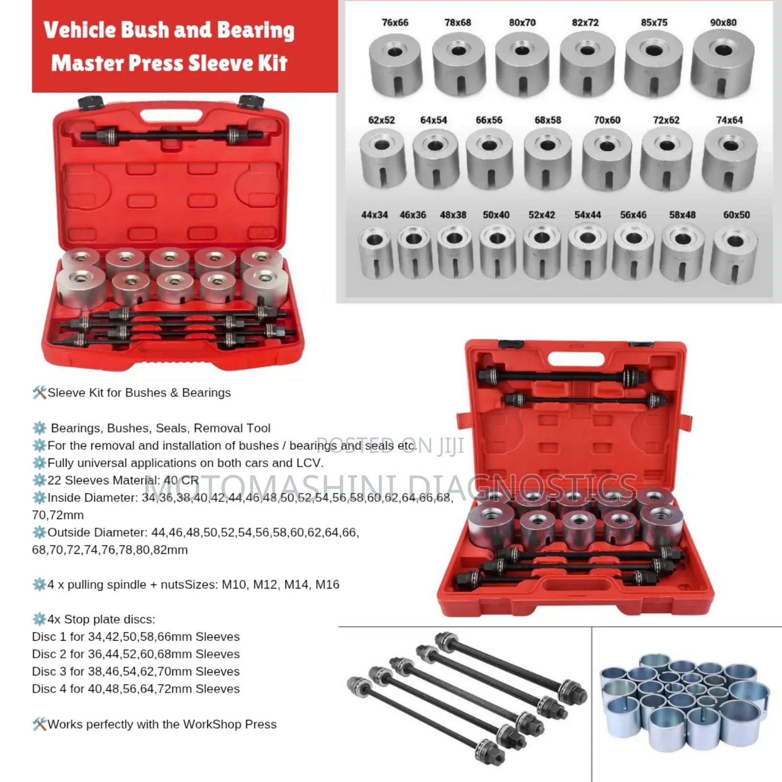 Vehicle Bush and Bearing Master Press Sleeve Kit Bushing and Bearing