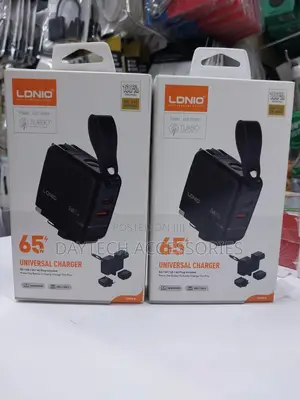 Ldnio 65w Gan Universal Charger Fast-Charging Travel Adapter.