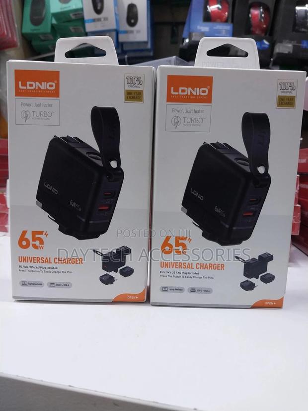 Ldnio 65w Gan Universal Charger Fast-Charging Travel Adapter.