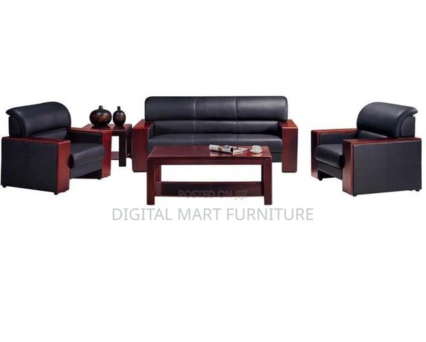 Office Chair: Black Boardroom Leather Sofa - thumbnail 2