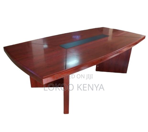 Office Table; 2 M (6 Seater) Rectangular Mahogany Meeting Table - thumbnail 2