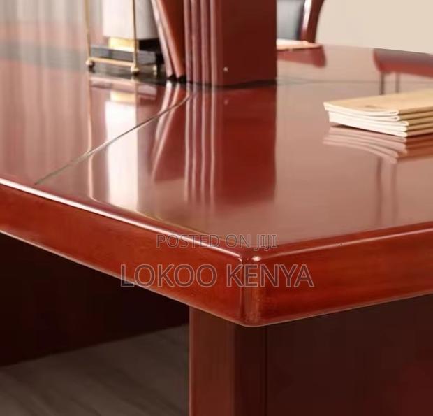 Office Table; 2 M (6 Seater) Rectangular Mahogany Meeting Table - thumbnail 5