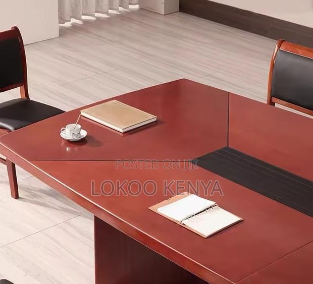 Office Table; 2 M (6 Seater) Rectangular Mahogany Meeting Table - thumbnail 6