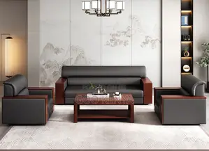 Home Sofa; 5-Seater Leather Sofa With Coffee Table and Charging Port