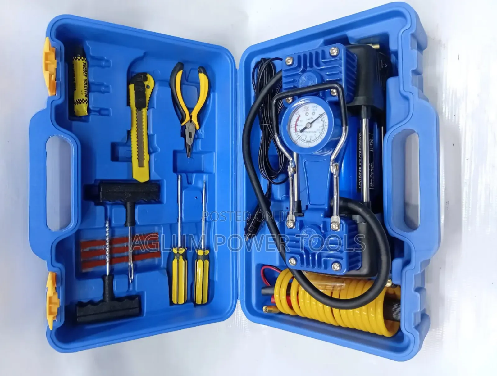 Two Cylinder Air Compressor 150psi Blue in Color