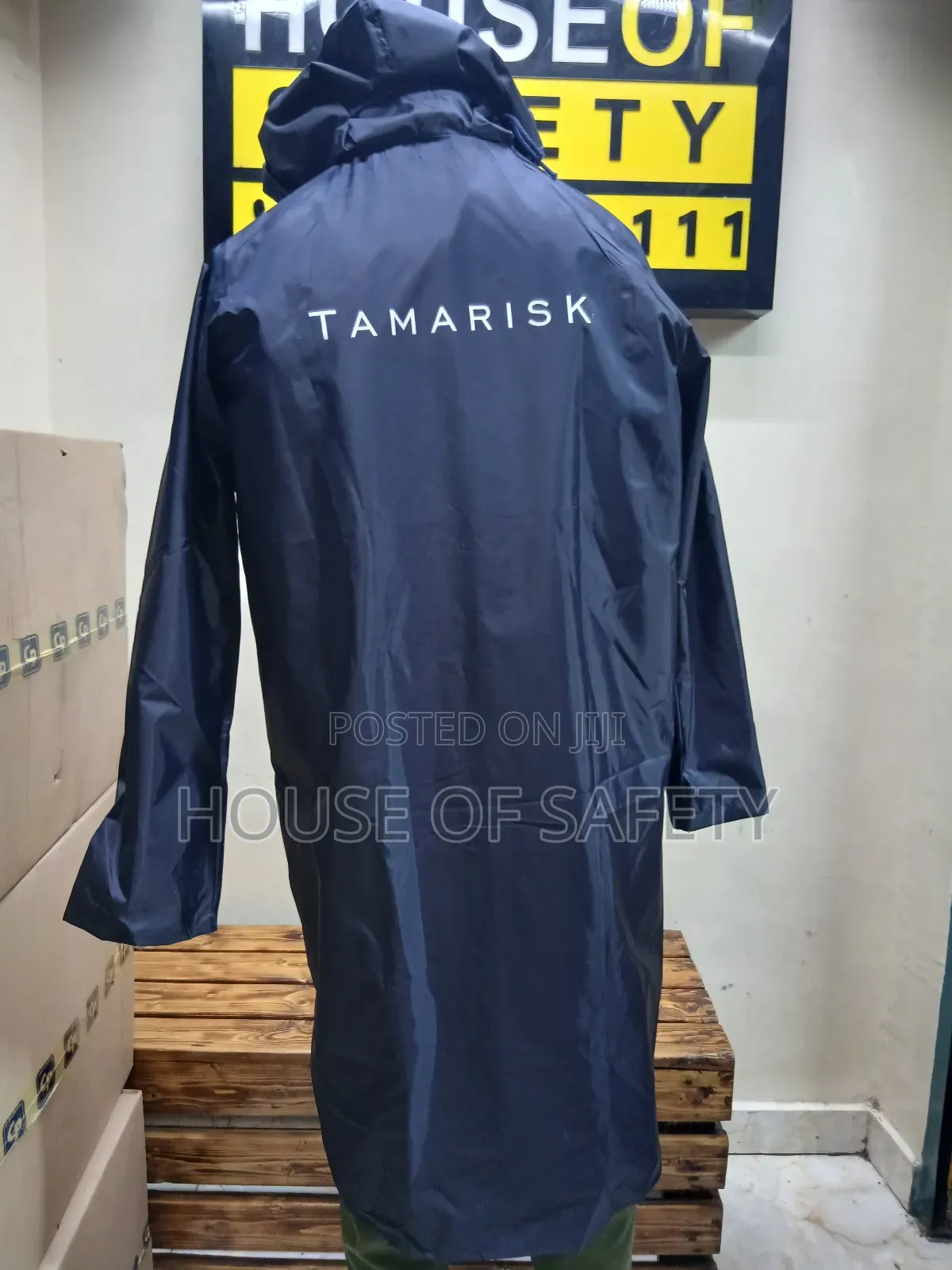 Dull Colour Navy Blue Waterproof Long Coats