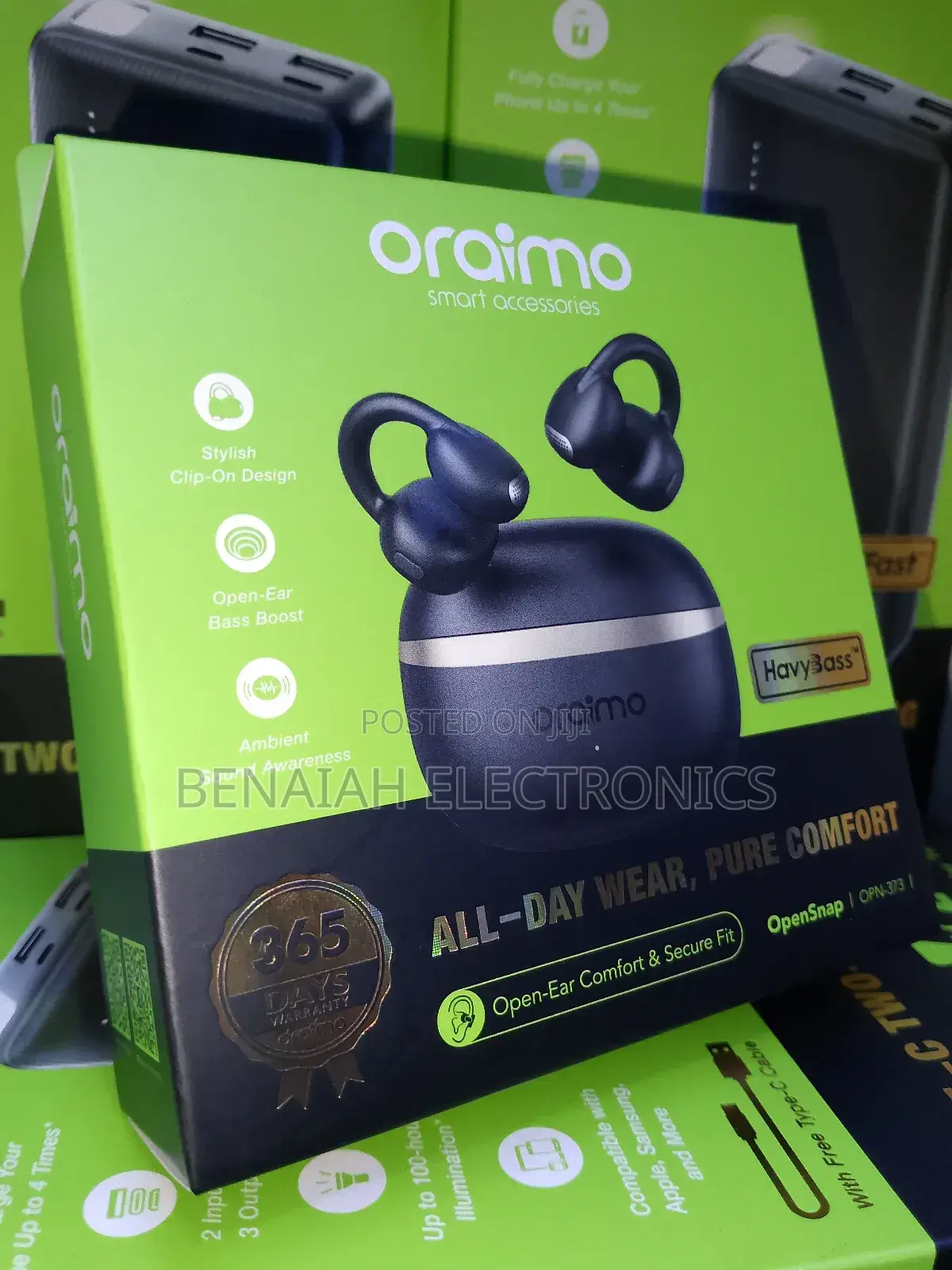 Oraimo Earbuds Stylish Clip on Design for Comfortability