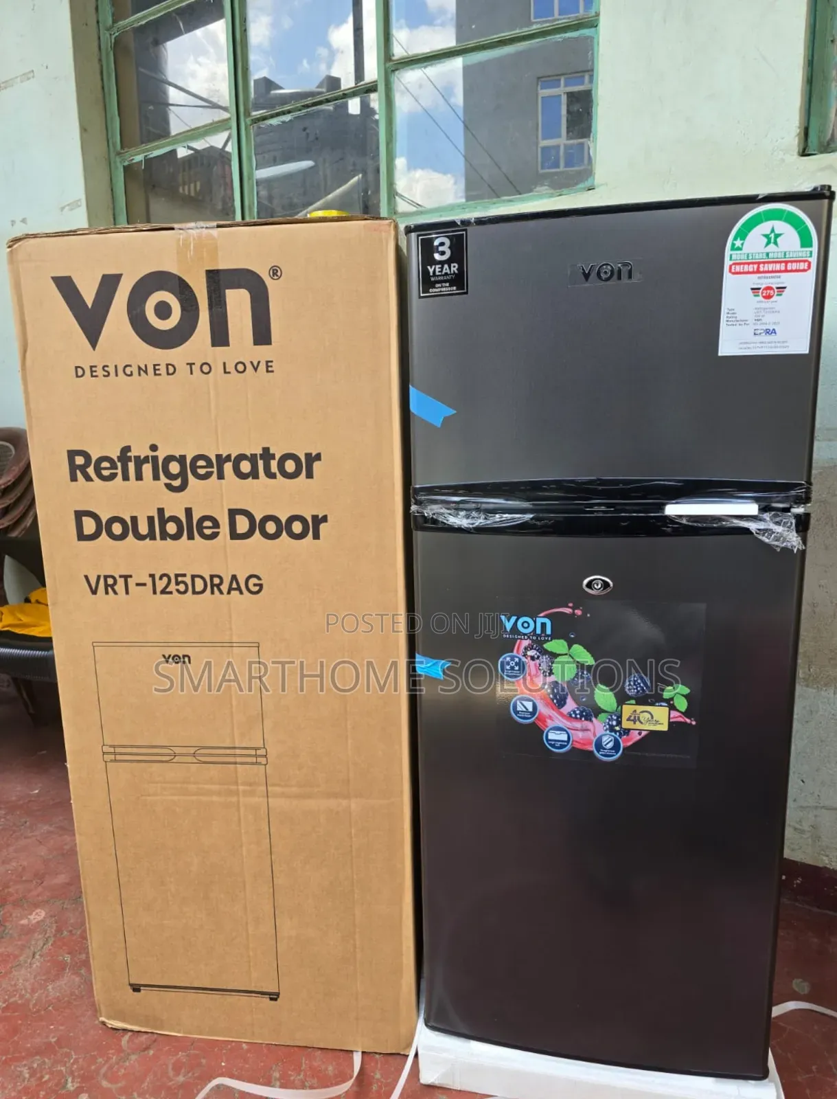 Von Double Door Fridge 125litres Direct Cool