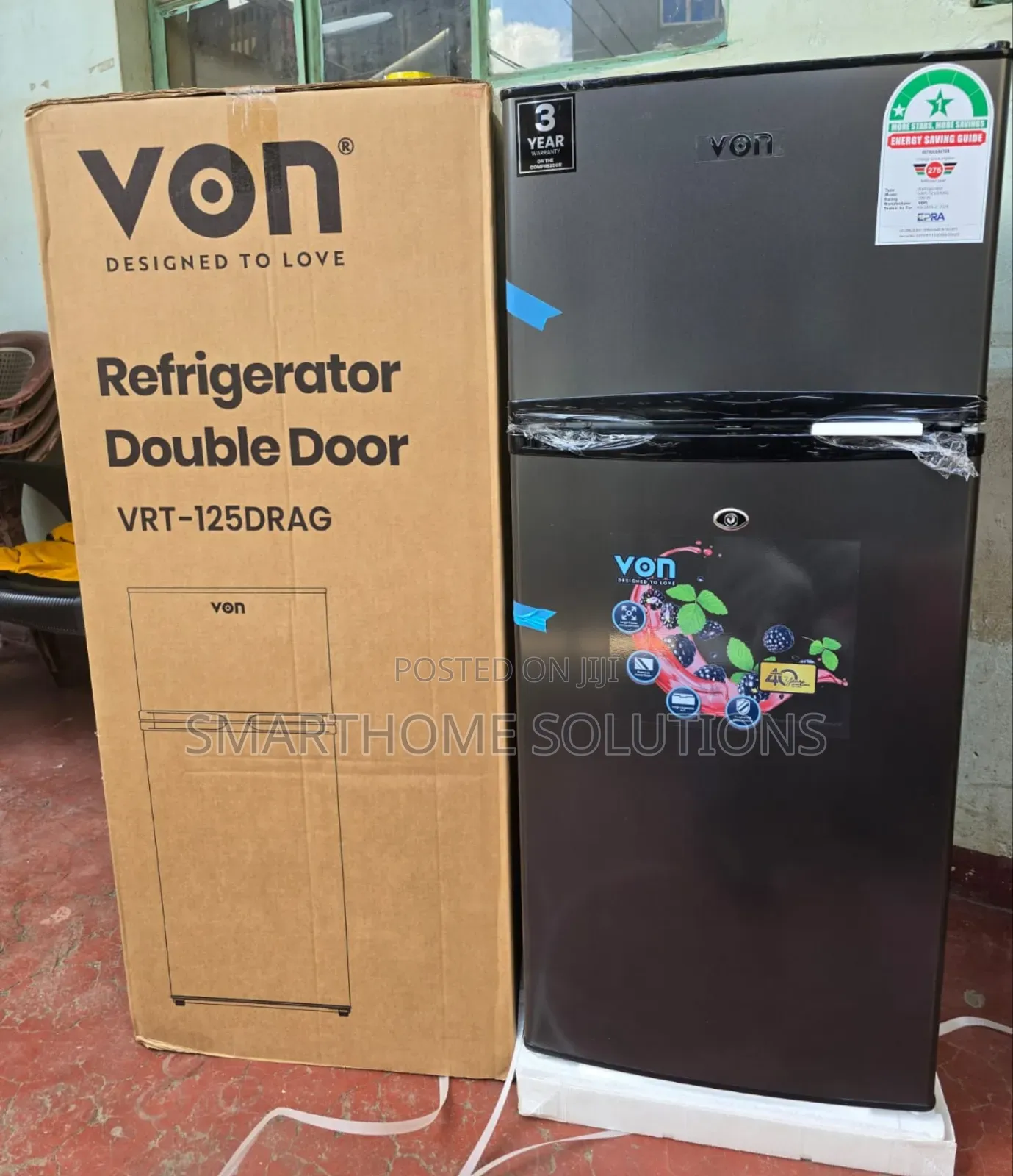 125l Von Double Door Fridge