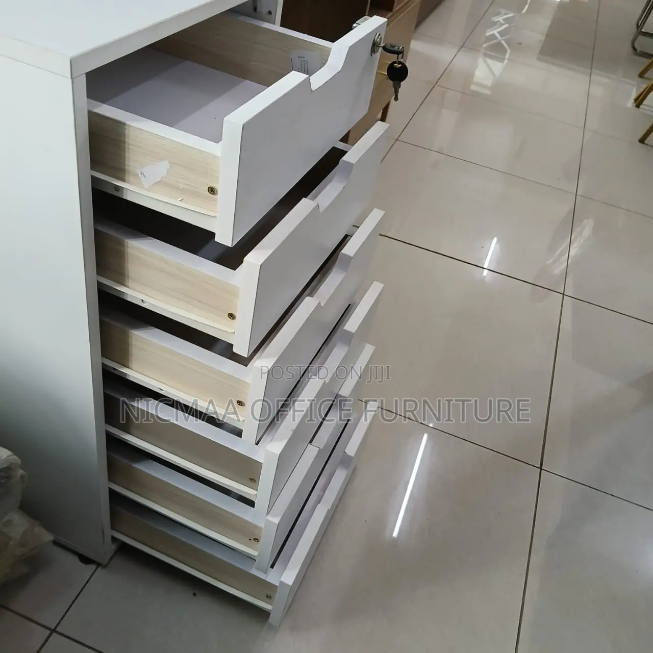 Top Drawer Lockable Secure 6-Drawer Wooden Cabinet