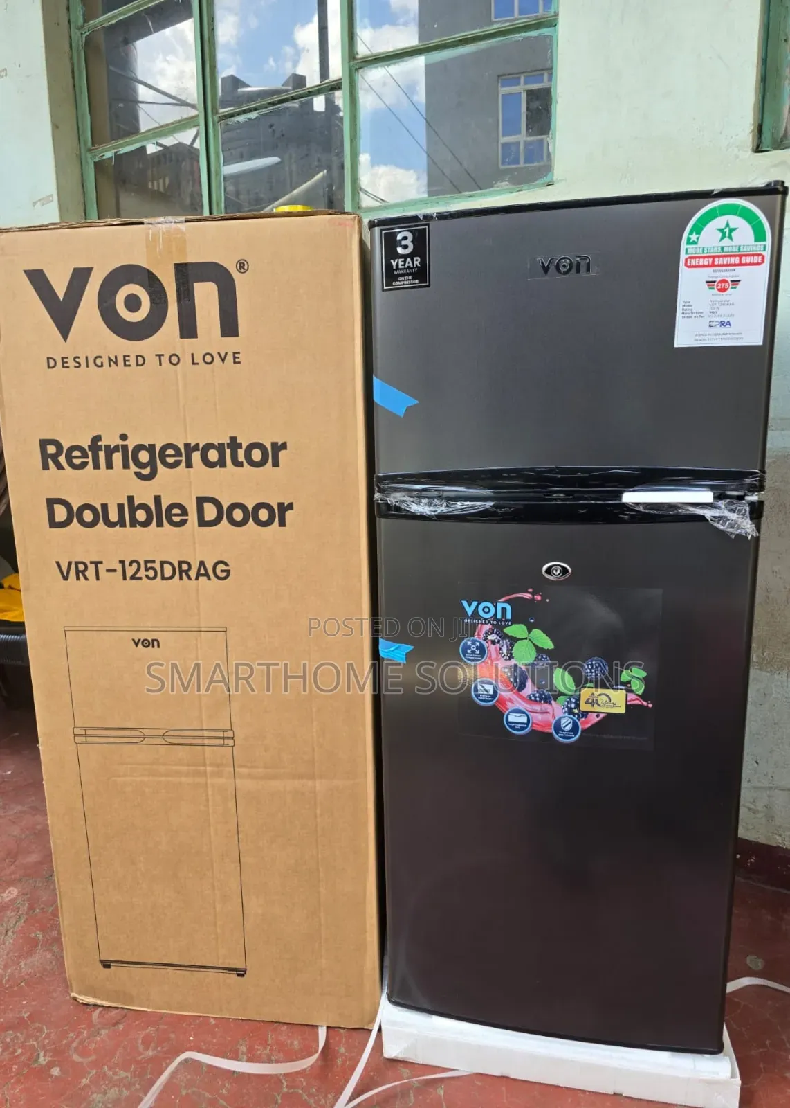 Von 125 Litres Double Door Fridge