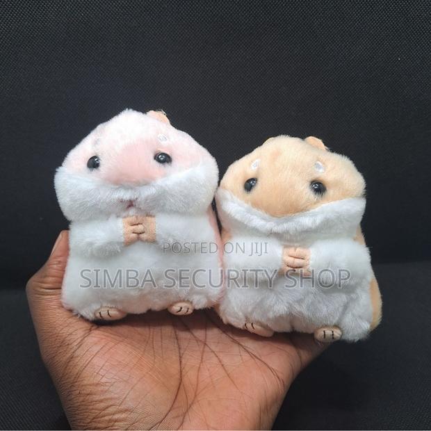 3d Soft Stuffed Animal Key Chain Holder Ring Hamster Fluffy Toy Pompom - thumbnail 3