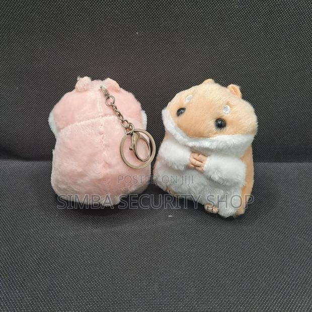3d Soft Stuffed Animal Key Chain Holder Ring Hamster Fluffy Toy Pompom - thumbnail 5