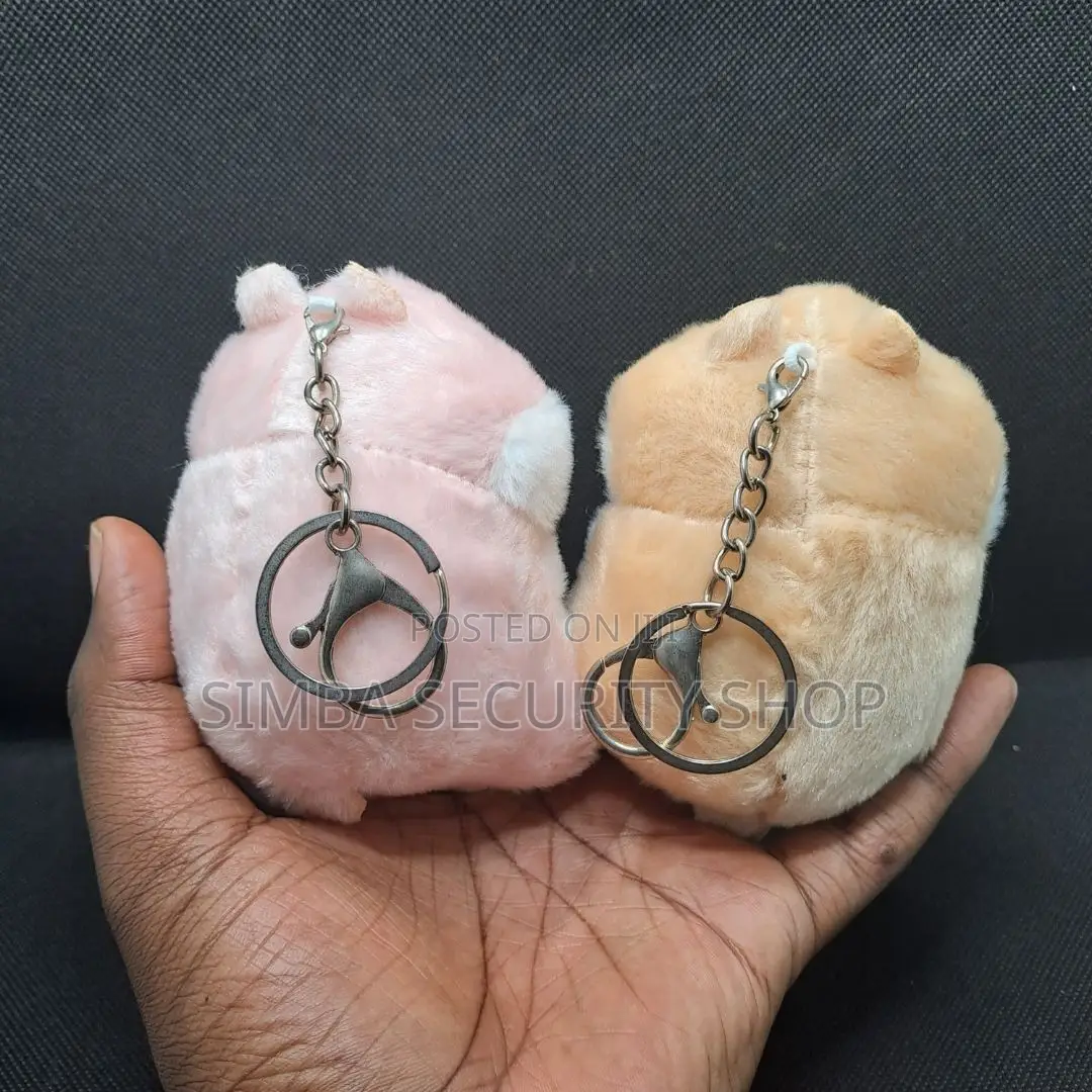 3d Soft Stuffed Animal Key Chain Holder Ring Hamster Fluffy Toy Pompom