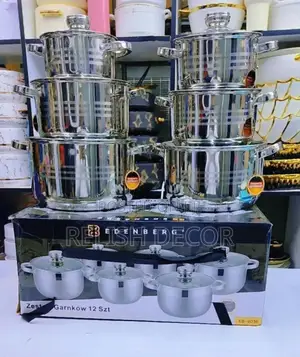 Edenberg 12-Piece Stainless Steel Cookware Set.