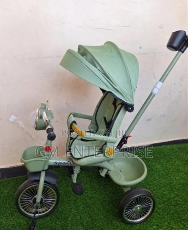 Kids Tricycle With Canopy and Push Handle - main view