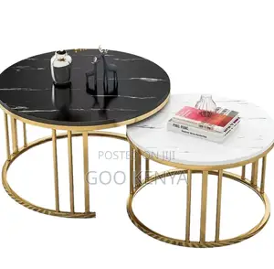 Home Table Set; Metal and Marble Top Coffee Table Set Combination