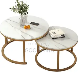 Home Table Set; Metal and Marble Top Coffee Table Set Combination