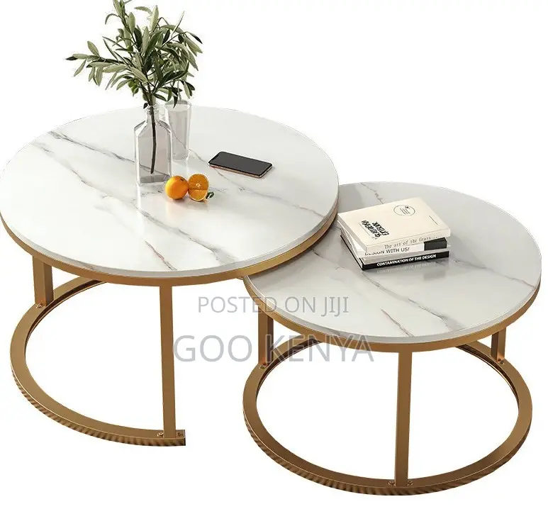 Home Table Set; Metal and Marble Top Coffee Table Set Combination
