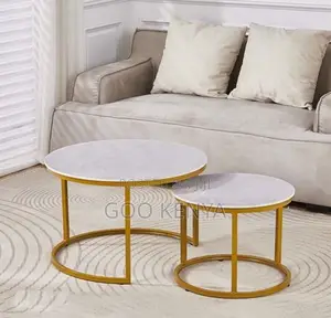 Home Table Set; Metal and Marble Top Coffee Table Set Combination