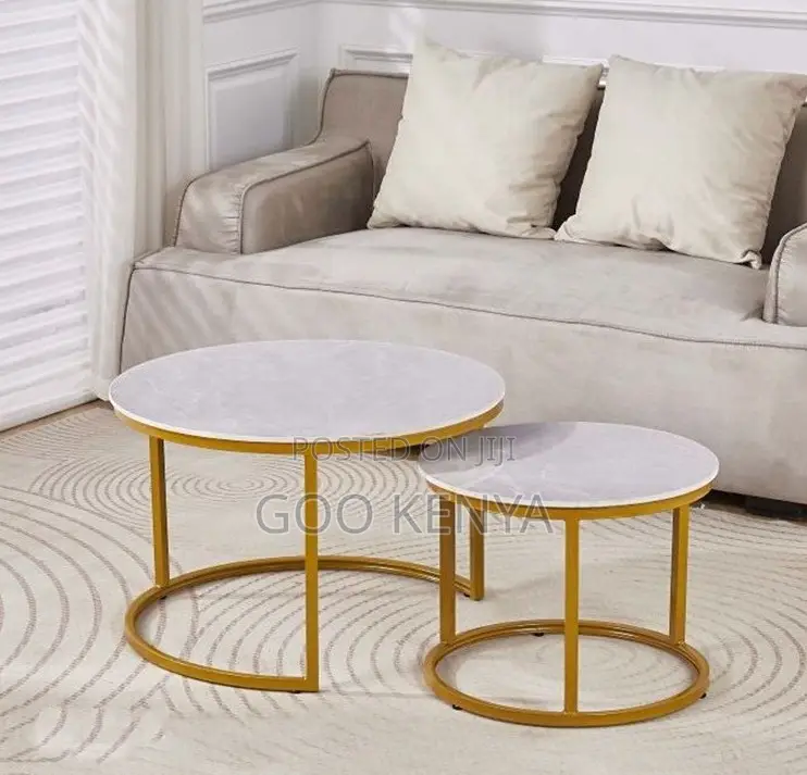 Home Table Set; Metal and Marble Top Coffee Table Set Combination