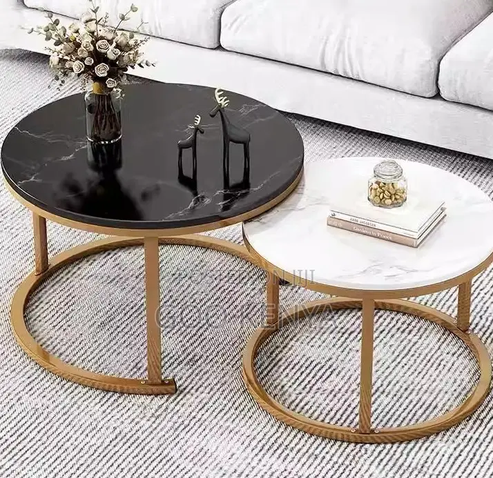 Home Table Set; Metal and Marble Top Coffee Table Set Combination