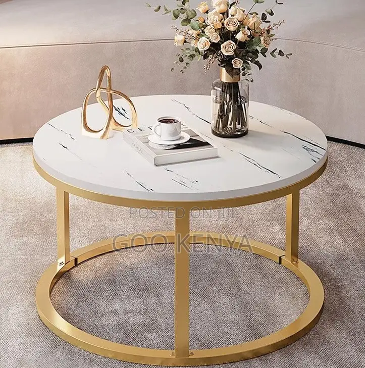 Home Table Set; Metal and Marble Top Coffee Table Set Combination