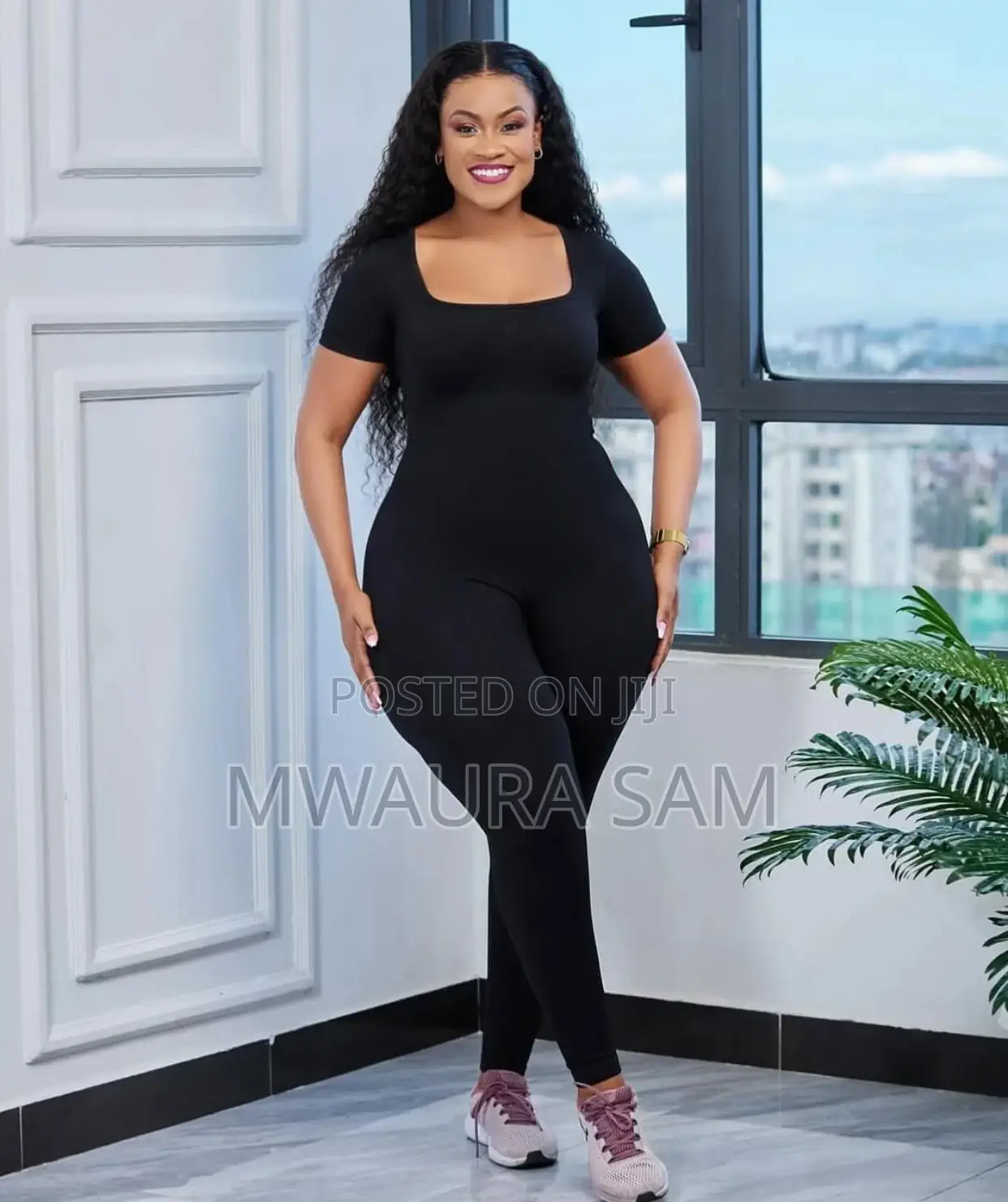 Black Ribbed Bodycon Jumpsuit