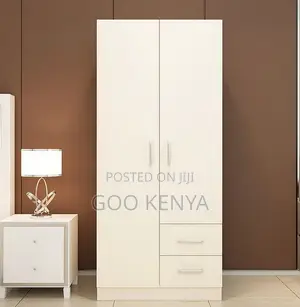 Home Wardrobe; 2-Door Bedroom Wardrobe With Hanging and Drawer Section
