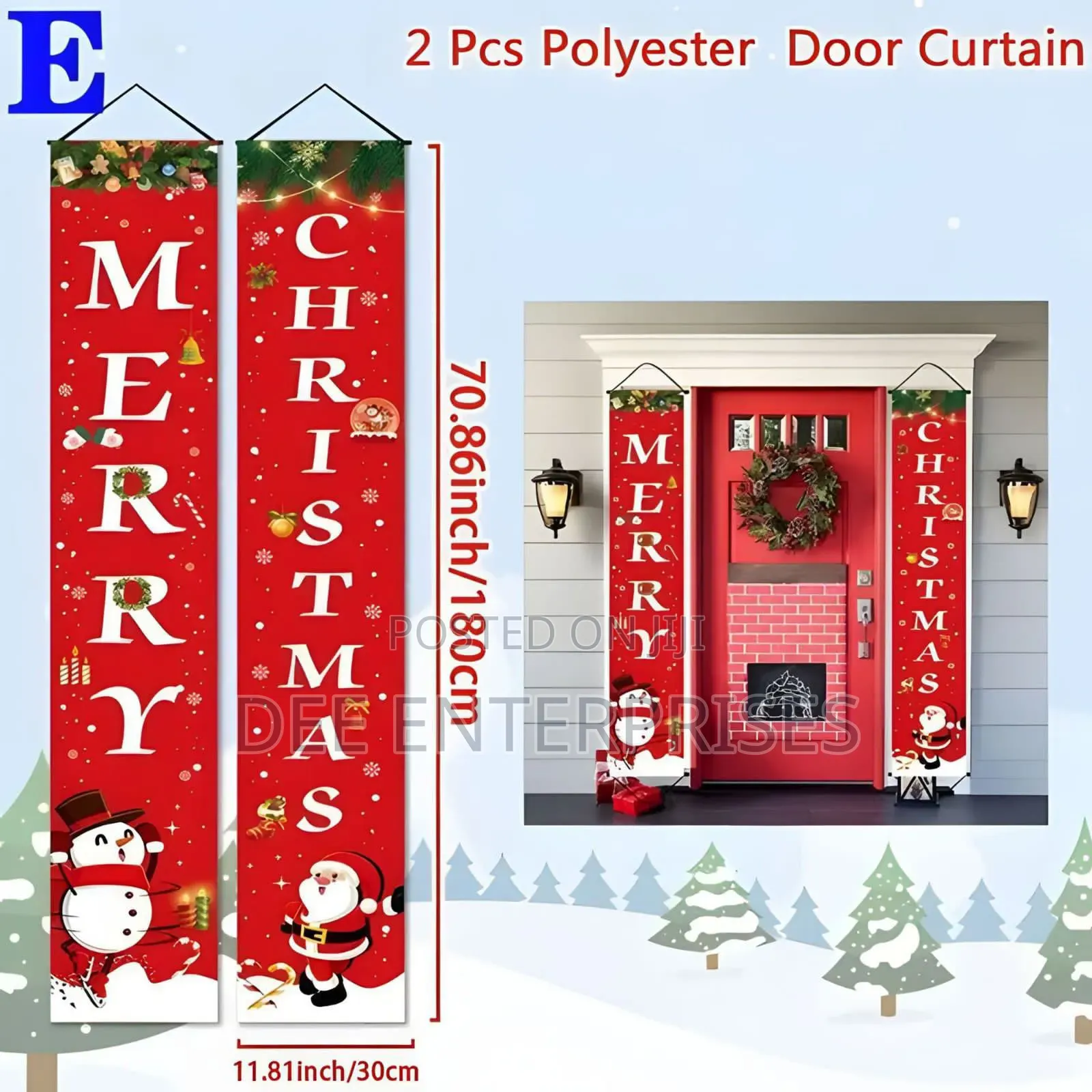 2pc Set Christmas Door Banner