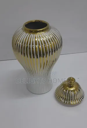 Decorative Ceramic Gold Plated Table Top Ginger Vase-Alp