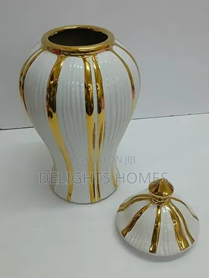 Decorative Ceramic Gold Plated Table Top Ginger Vase-Alp