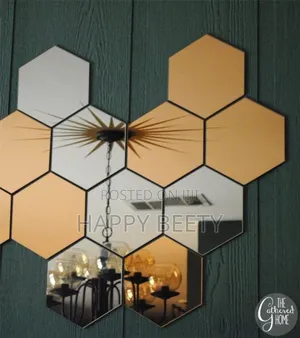12 PCS Hexagonal Mirror Stickers