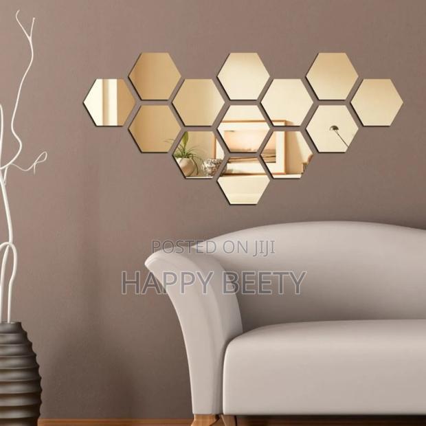 12 PCS Hexagonal Mirror Stickers - thumbnail 2