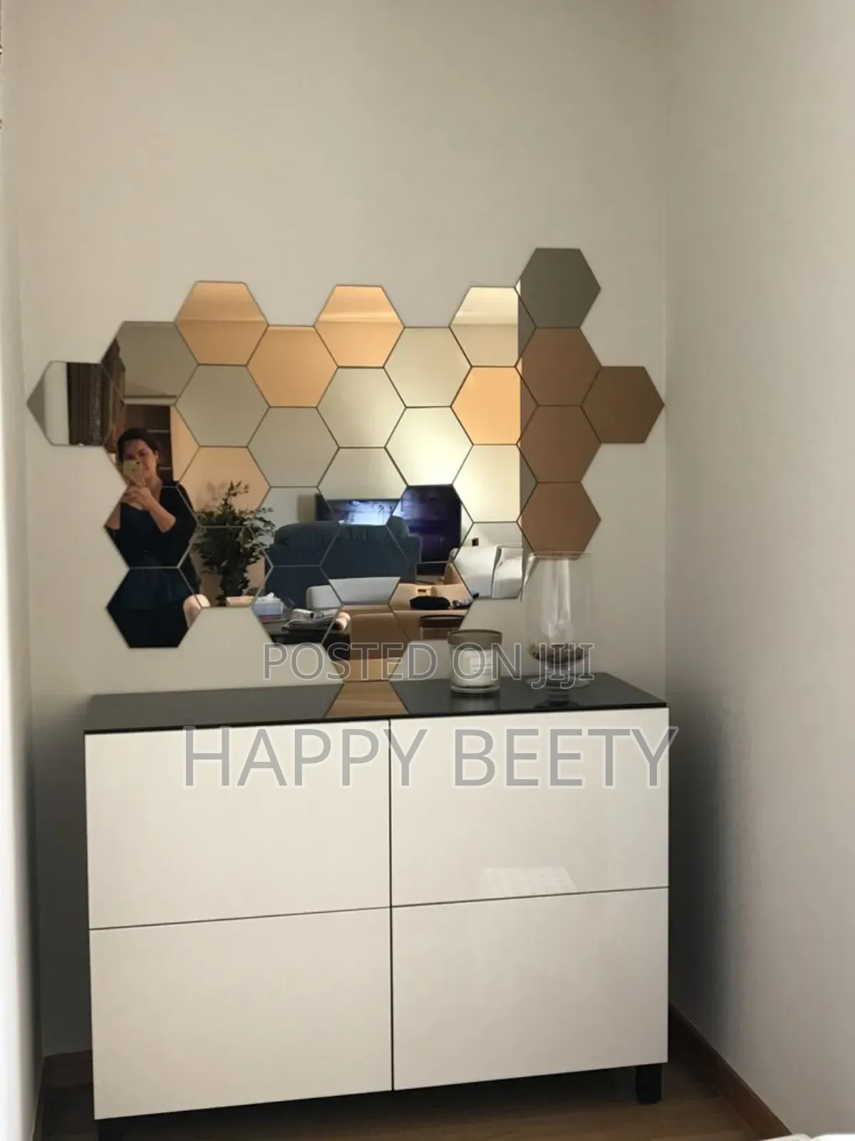 12 PCS Hexagonal Mirror Stickers