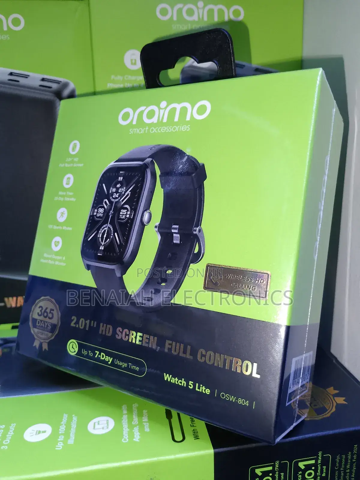 Original Oraimo Smart Watch 5 Lite, Elegance and Style 2.1 Hd Screen