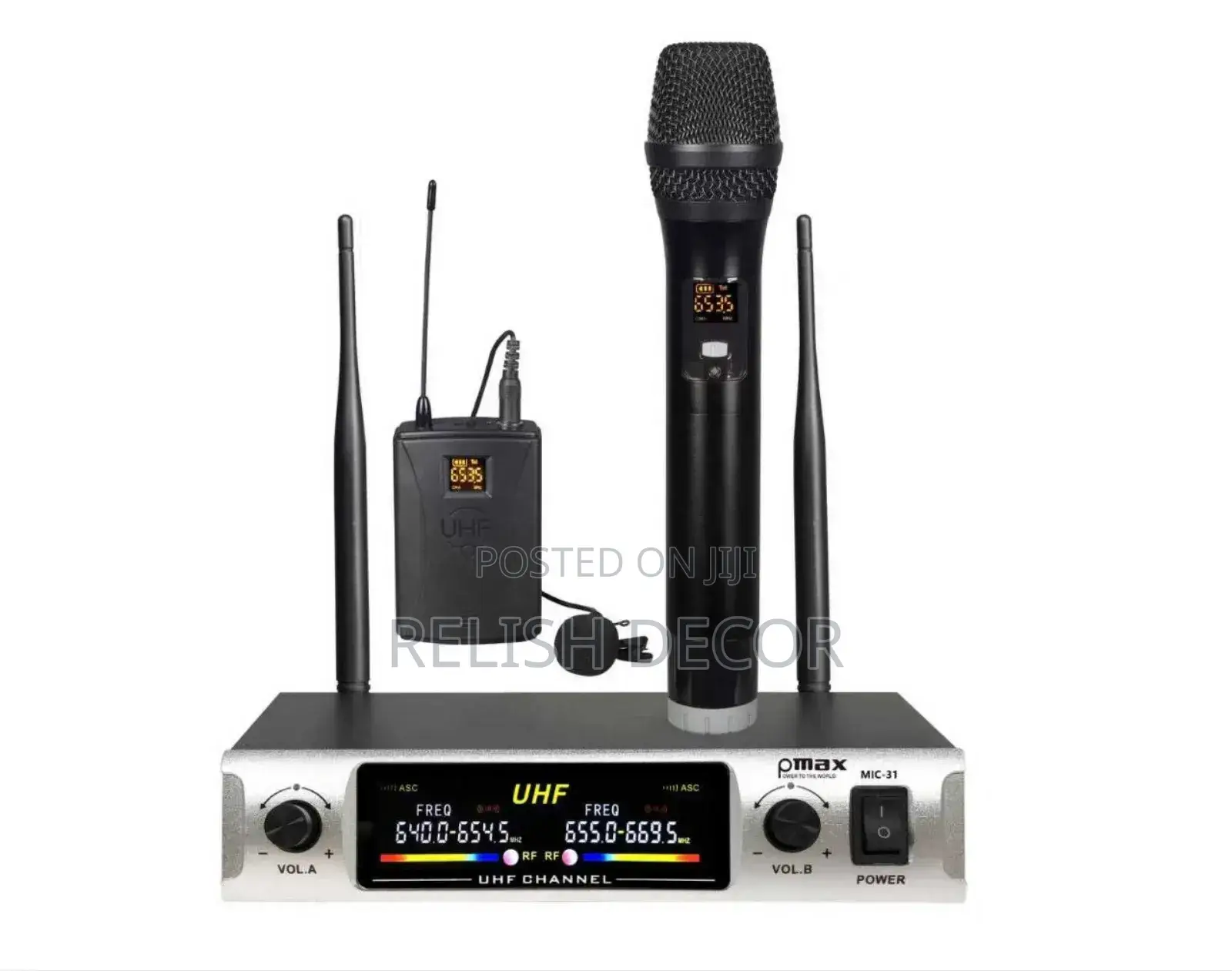 Pmax Model 31 Dual Wireless Uhf Microphone Set