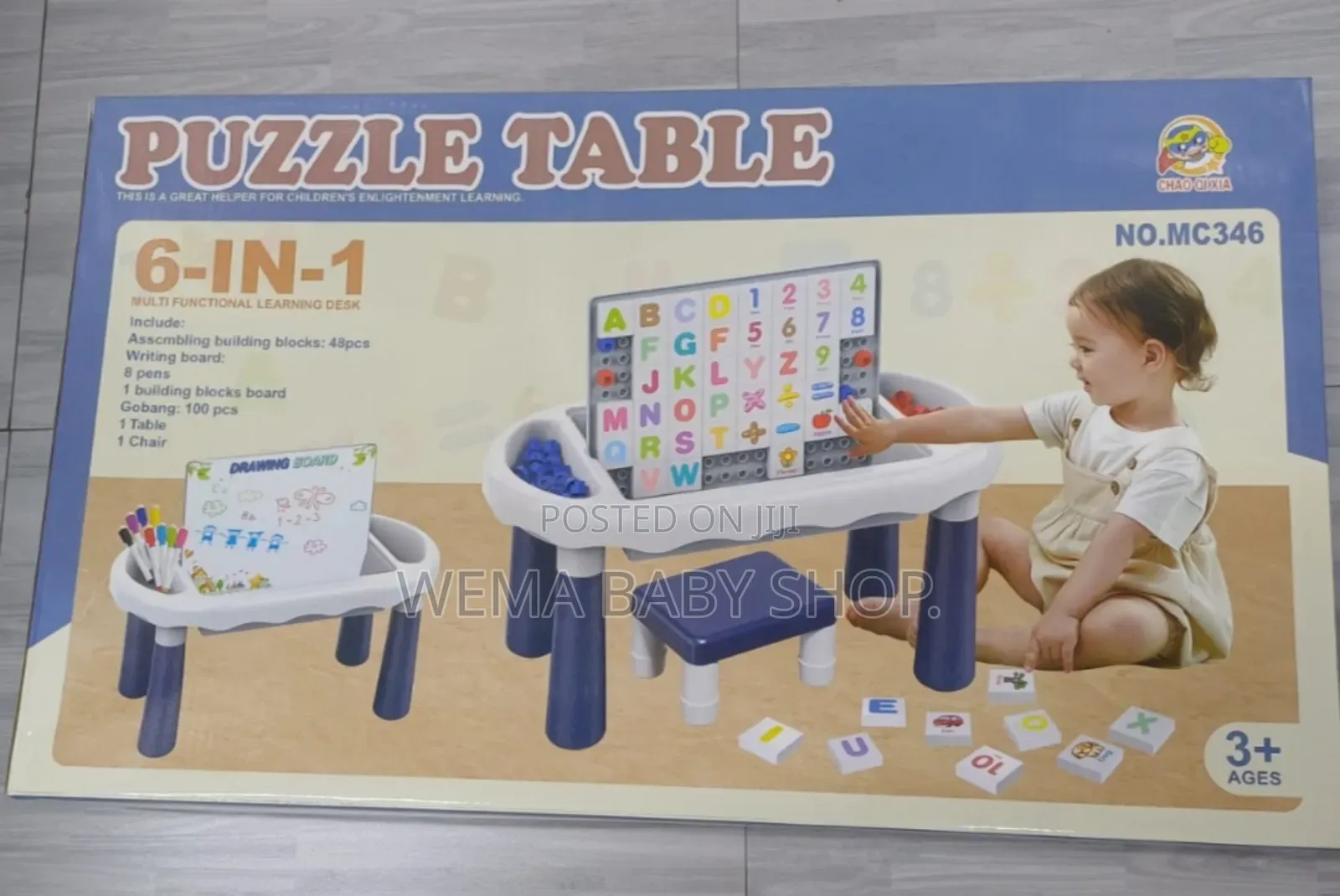 6 in 1 Kids Learning and Activity Table -With Magnetic Board