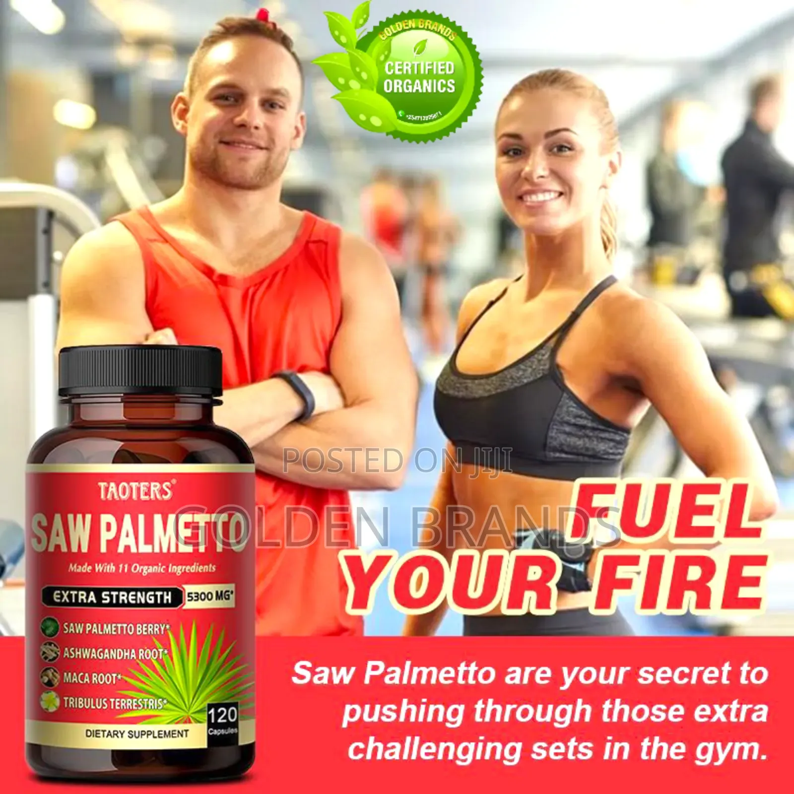 Organic Saw Palmetto for Prostate Relief, Hair Growth, Vitality 60-PCS