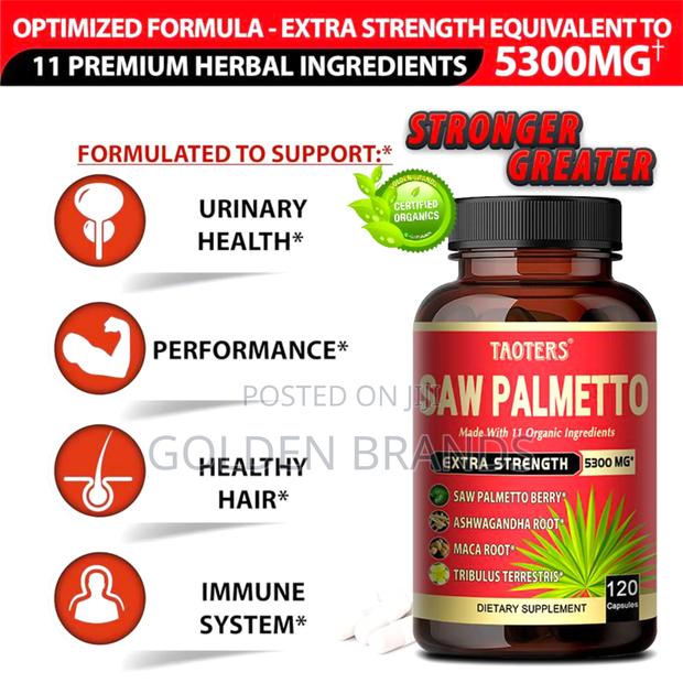 Organic Saw Palmetto for Prostate Relief, Hair Growth Male Vitality