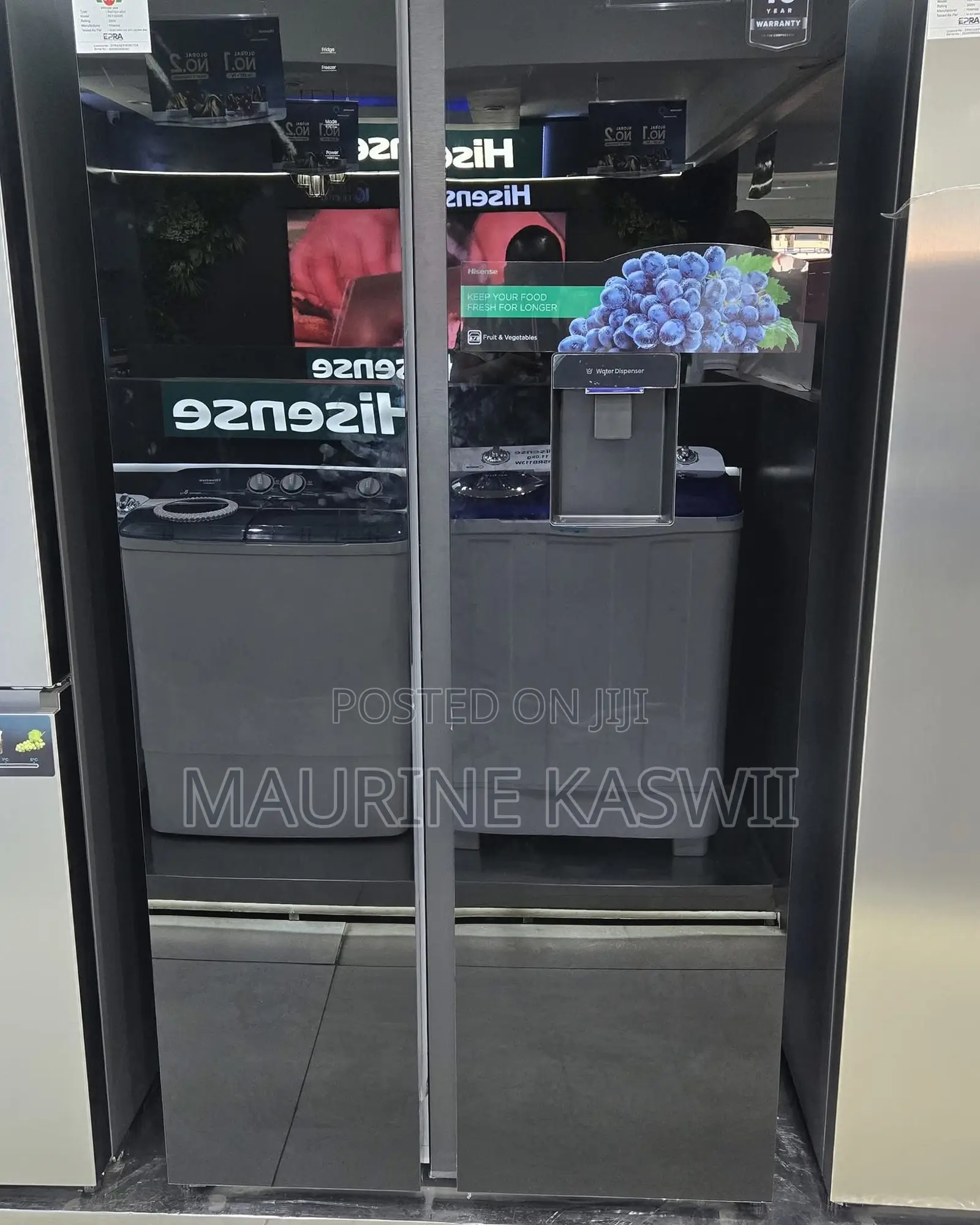 Hisense 558 L No -Frost Sidei by Side With a Dispenser 10 Year Warrant