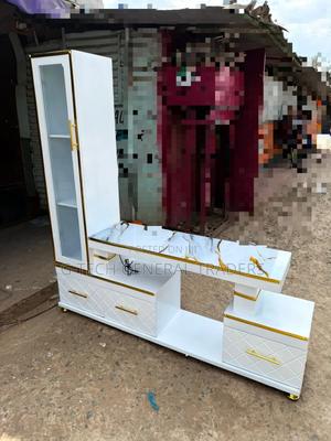 Executive Tv Stand With Marble Coating And Shelf Cabinet - thumbnail 2