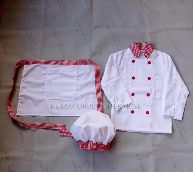 Kids White Pink Checked Chef Outfit