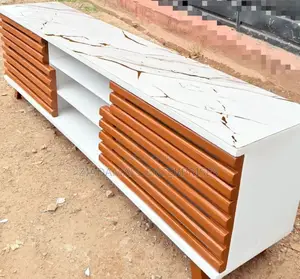 Elegant Modern 6ft Marble-Coated Tv Stand