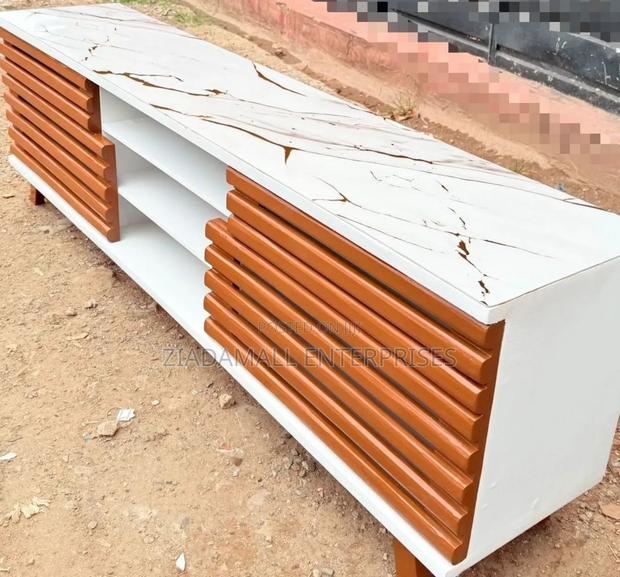 Elegant Modern 6ft Marble-Coated Tv Stand