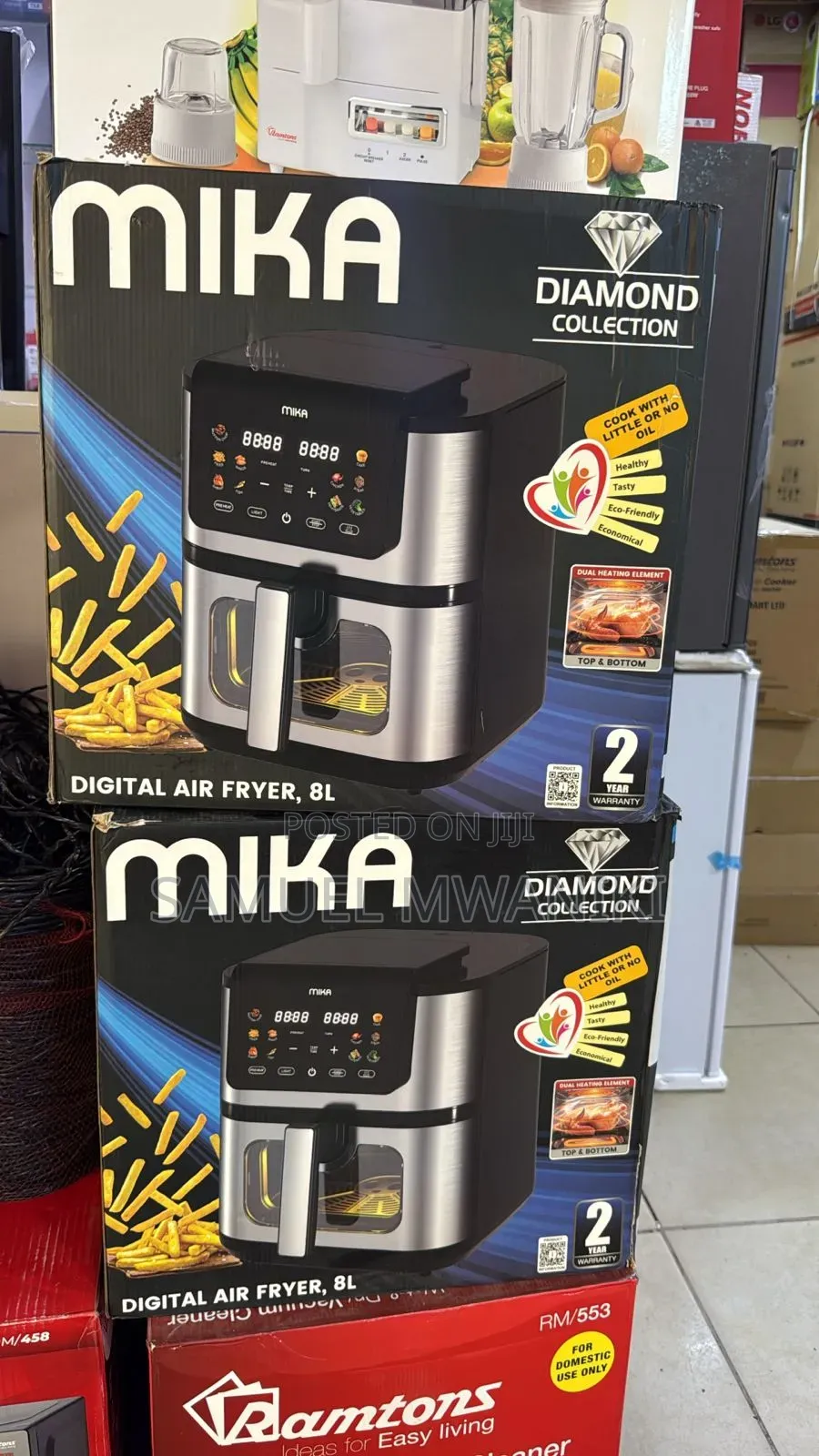 Mika Air Fryer, Digital 8l, Black Stainless Steel
